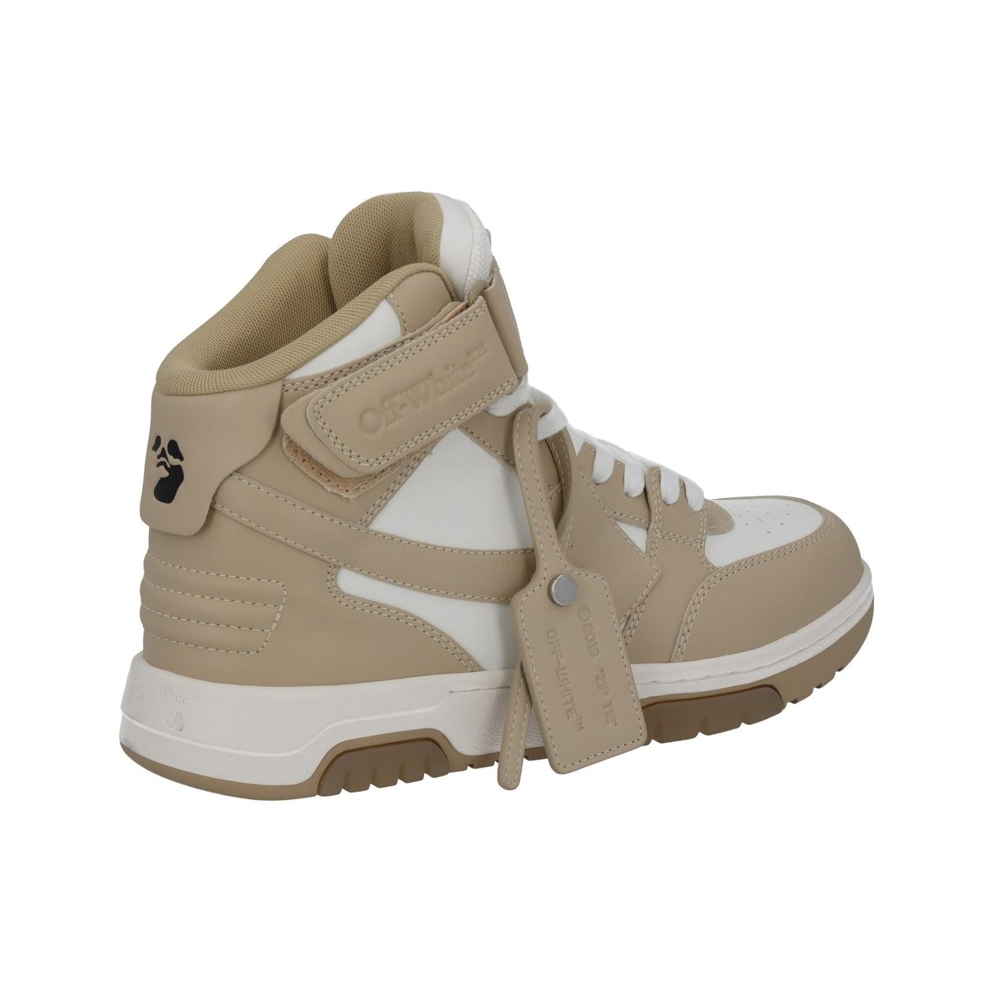 OFF-WHITE Out Of Office Trainer Mid Top Beige Leather Ladies UK7 NEW RRP595