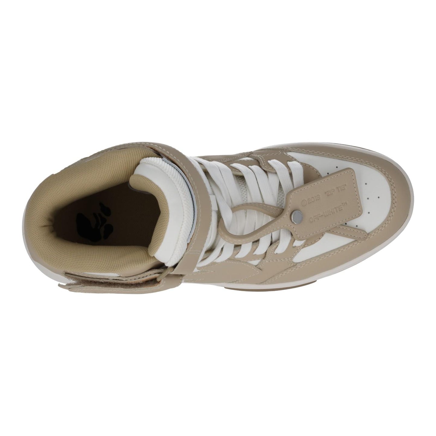 OFF-WHITE Out Of Office Trainer Mid Top Beige Leather Ladies UK7 NEW RRP595