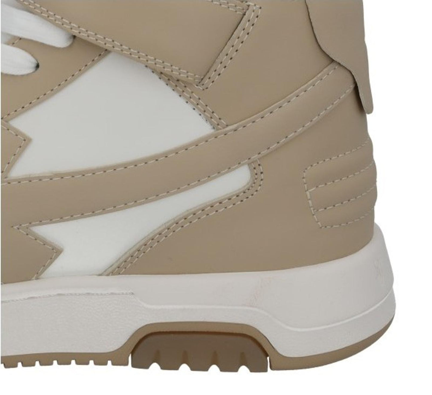 OFF-WHITE Out Of Office Trainer Mid Top Beige Leather Ladies UK7 NEW RRP595
