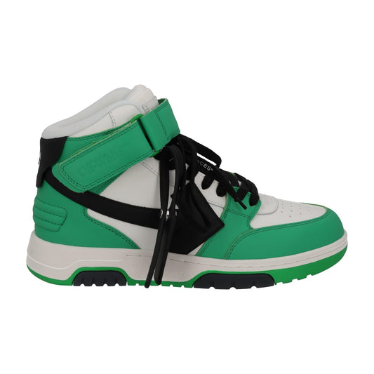 OFF-WHITE Out Of Office Trainers Mid Top Green Leather IT40 UK6 NEW RRP595