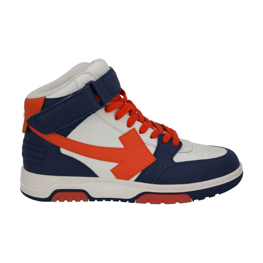 OFF-WHITE Out Of Office Trainers Mid Top Navy Orange Leather IT42 UK8 NEW RRP595