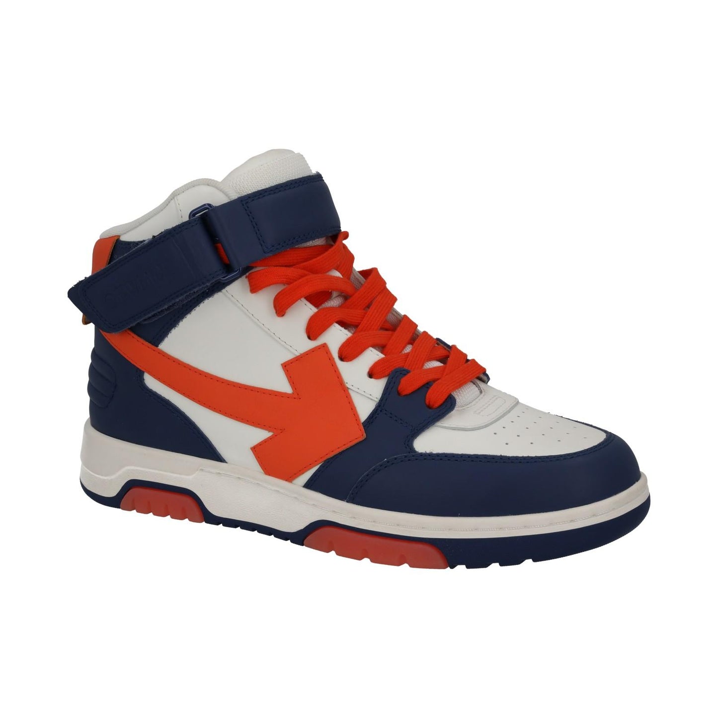 OFF-WHITE Out Of Office Trainers Mid Top Navy Orange Leather IT42 UK8 NEW RRP595