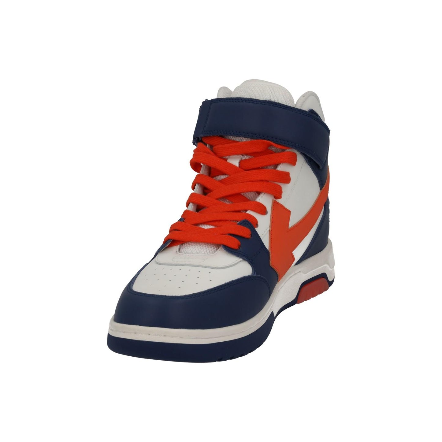 OFF-WHITE Out Of Office Trainers Mid Top Navy Orange Leather IT42 UK8 NEW RRP595