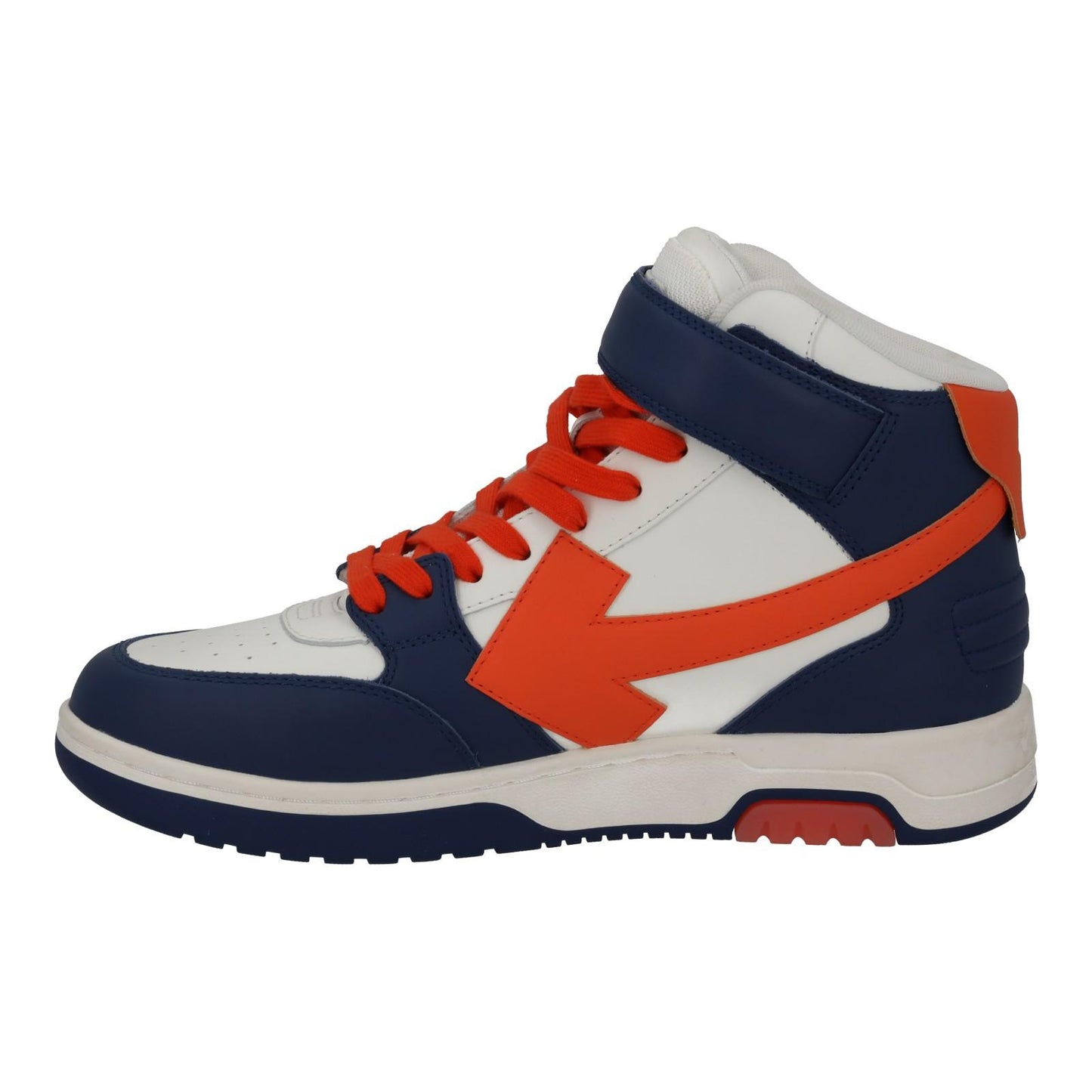 OFF-WHITE Out Of Office Trainers Mid Top Navy Orange Leather IT42 UK8 NEW RRP595