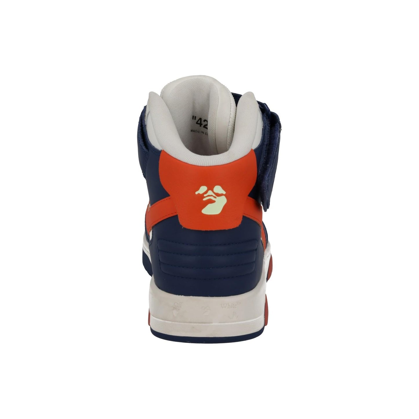 OFF-WHITE Out Of Office Trainers Mid Top Navy Orange Leather IT42 UK8 NEW RRP595
