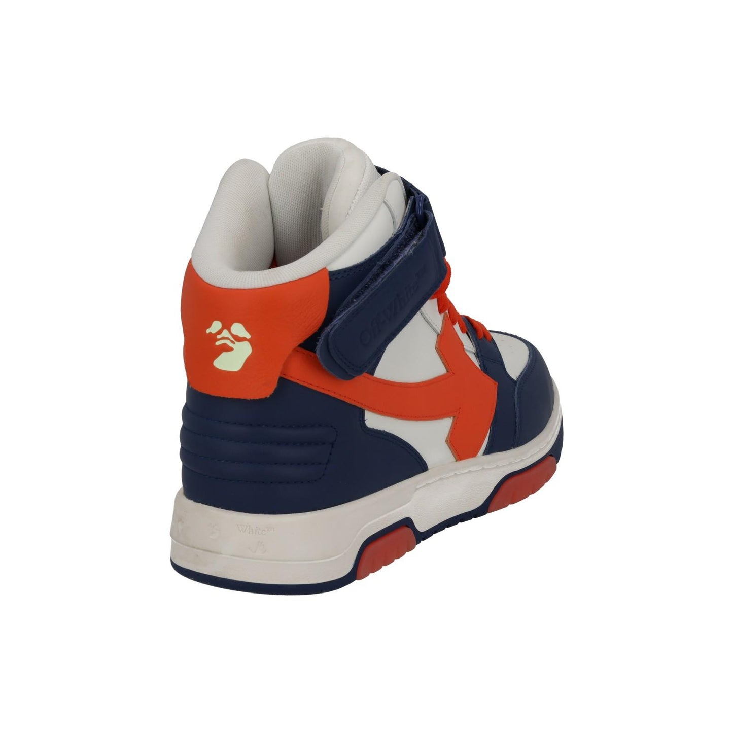 OFF-WHITE Out Of Office Trainers Mid Top Navy Orange Leather IT42 UK8 NEW RRP595