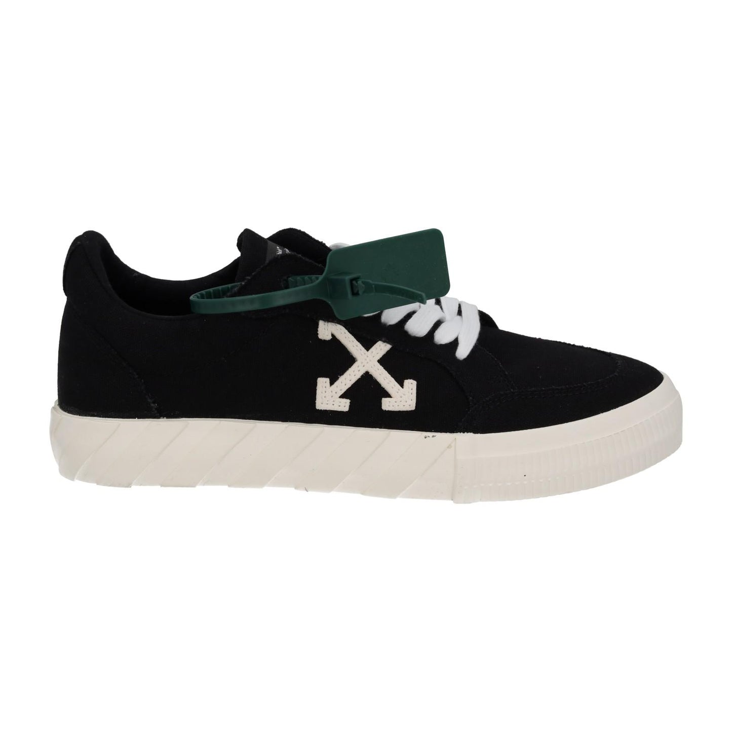 OFF-WHITE Trainers Low Vulcanized Canvas Lace Up Black White UK7 NEW RRP305