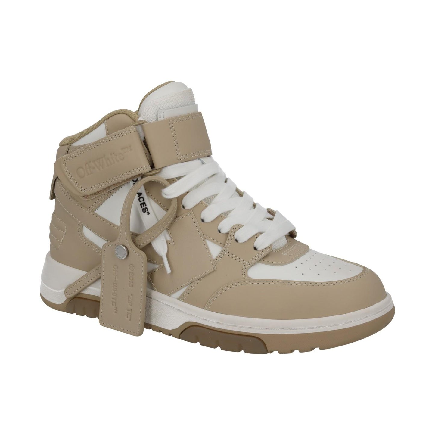 OFF-WHITE Out Of Office Trainer Mid Top Beige Leather EU36 UK3 NEW RRP595