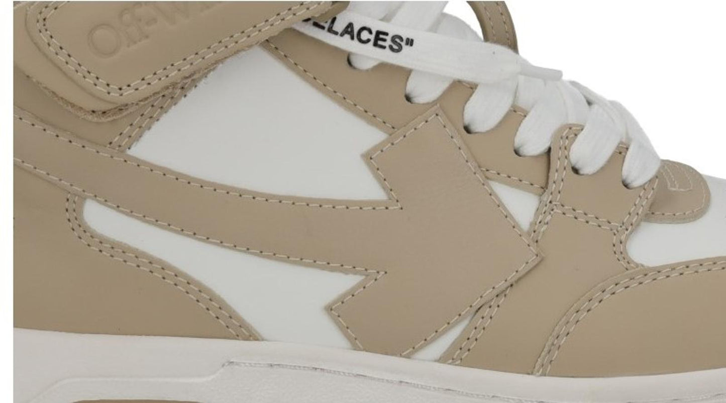 OFF-WHITE Out Of Office Trainer Mid Top Beige Leather EU36 UK3 NEW RRP595