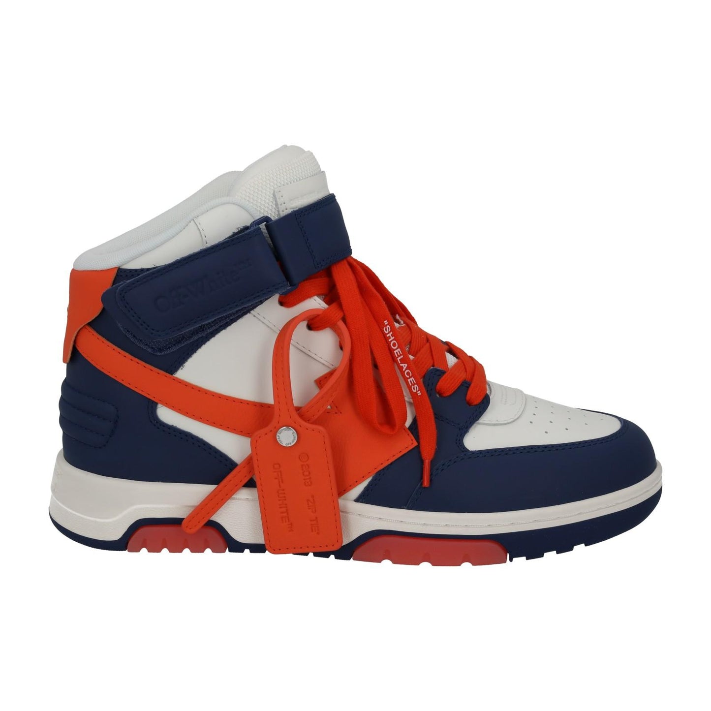 OFF-WHITE Out Of Office Trainers Mid Top Navy Orange Leather UK8 NEW RRP595