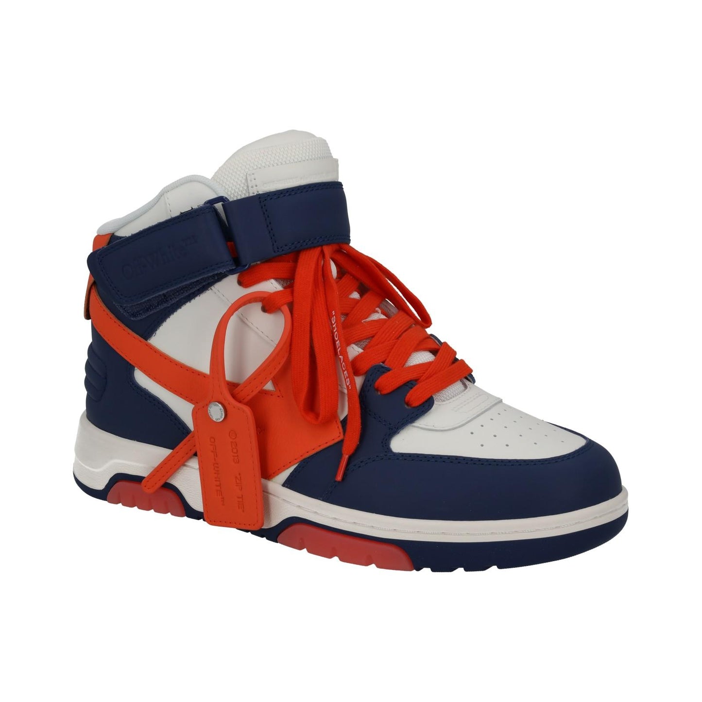 OFF-WHITE Out Of Office Trainers Mid Top Navy Orange Leather UK8 NEW RRP595