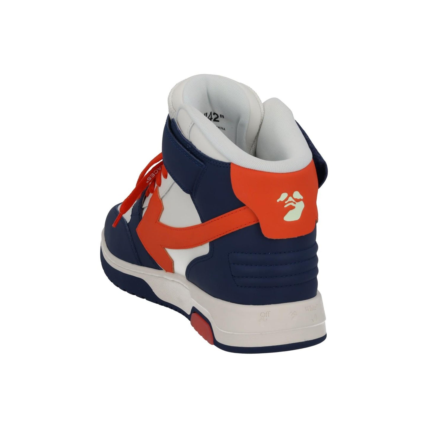 OFF-WHITE Out Of Office Trainers Mid Top Navy Orange Leather UK8 NEW RRP595