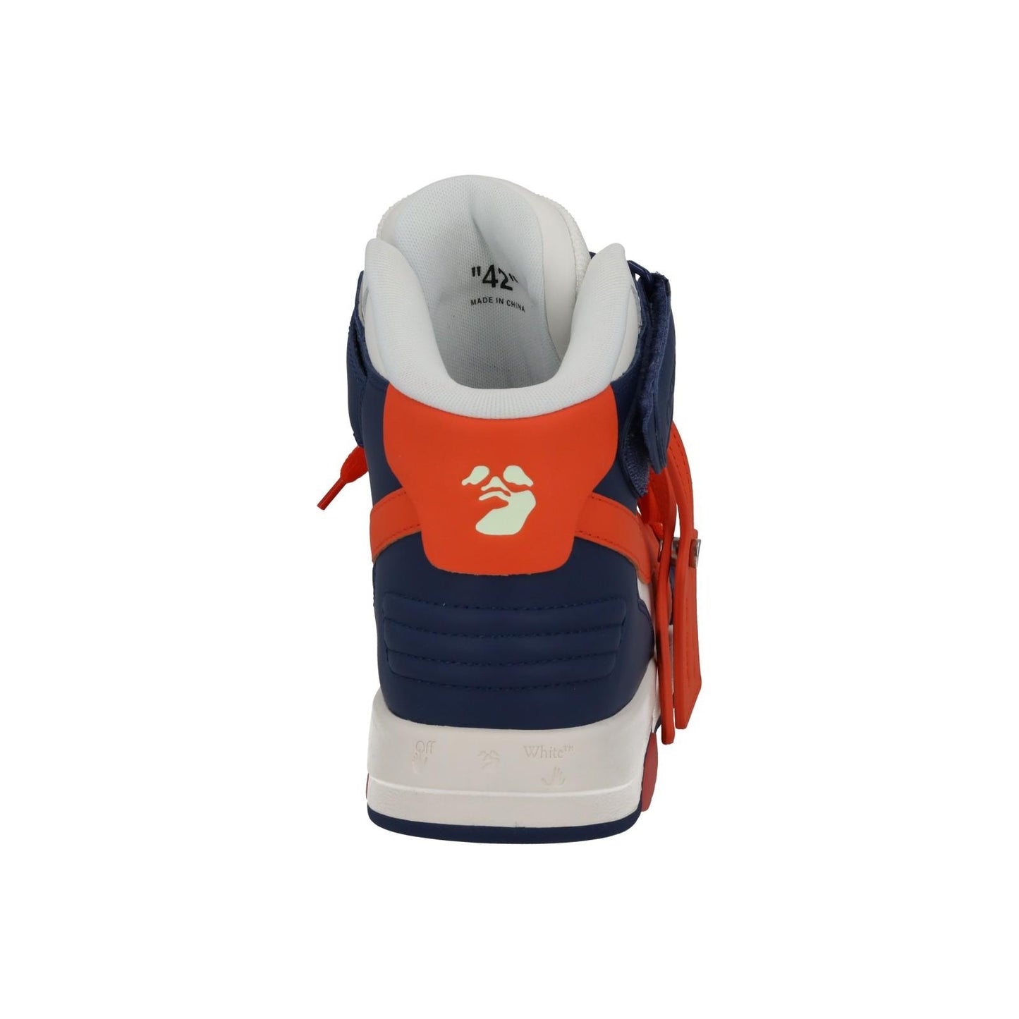 OFF-WHITE Out Of Office Trainers Mid Top Navy Orange Leather UK8 NEW RRP595