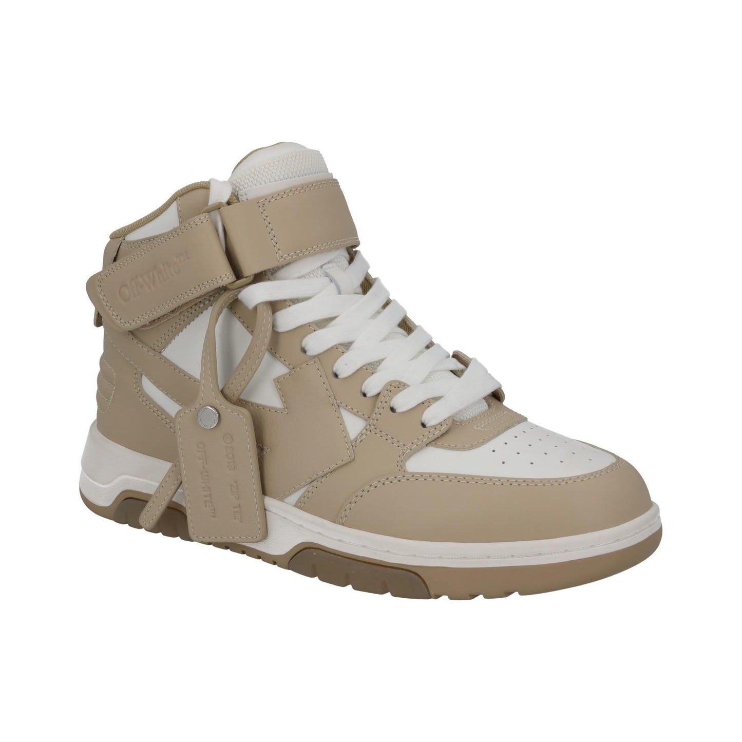 OFF-WHITE Out Of Office Trainer Mid Top Beige Leather EU40 UK7 NEW RRP595