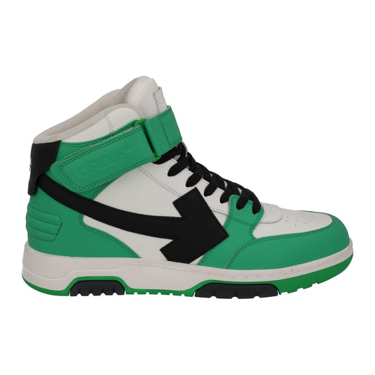 OFF-WHITE Out Of Office Trainers Mid Top Green Leather IT42 UK8 NEW RRP595
