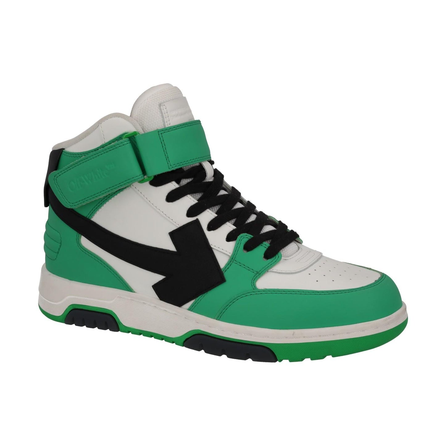 OFF-WHITE Out Of Office Trainers Mid Top Green Leather IT42 UK8 NEW RRP595