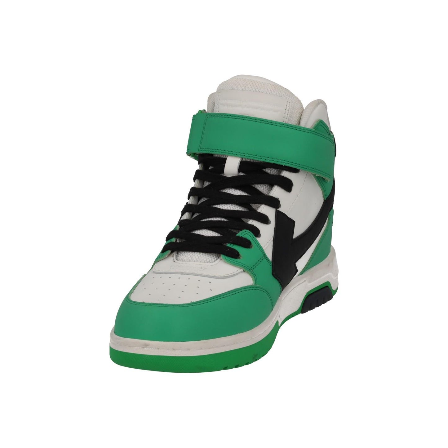 OFF-WHITE Out Of Office Trainers Mid Top Green Leather IT42 UK8 NEW RRP595