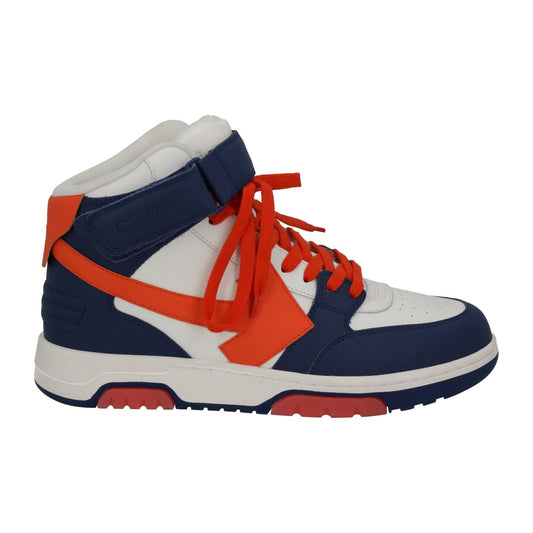 OFF-WHITE Out Of Office Trainers Mid Top Navy Orange Leather IT43 UK9 NEW RRP595