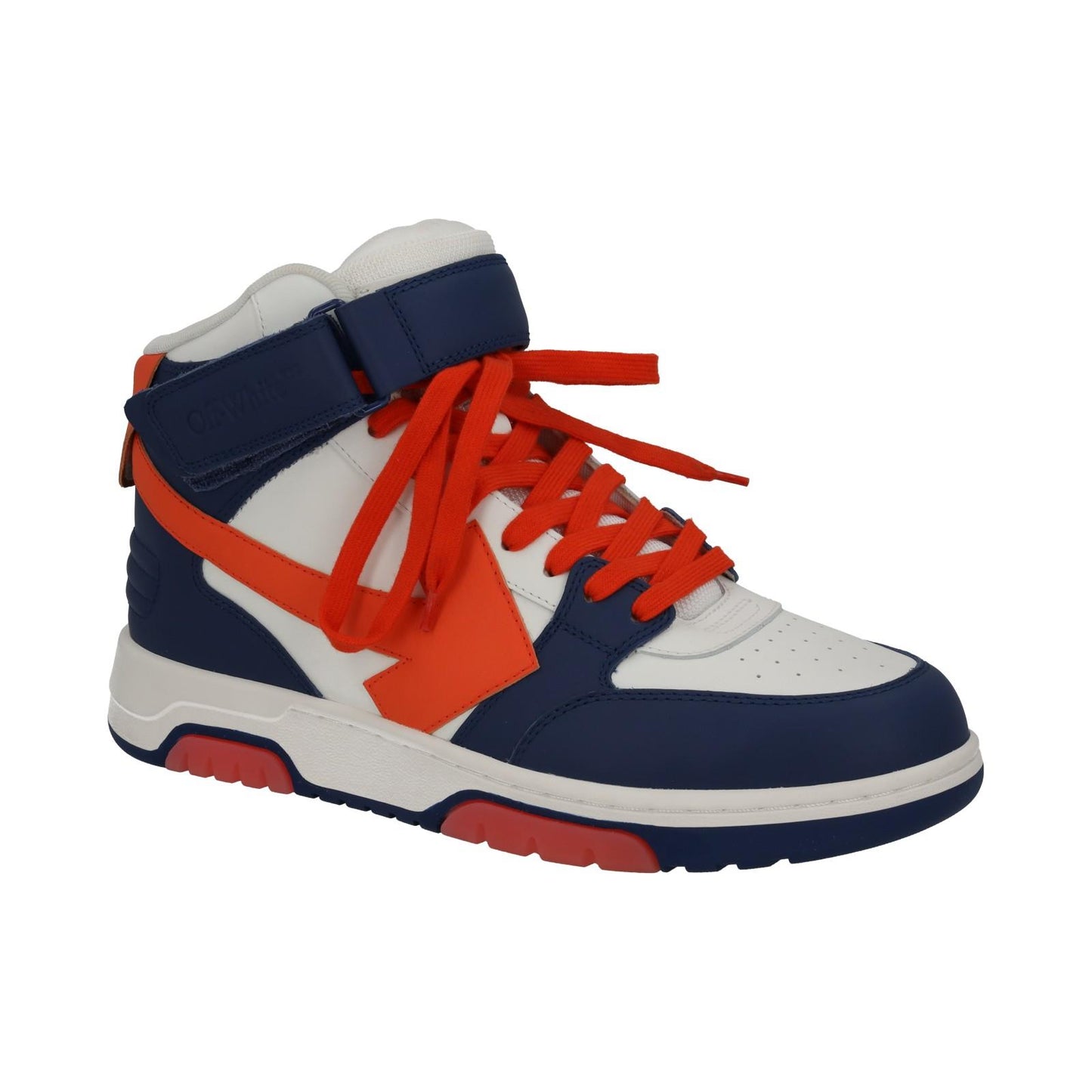 OFF-WHITE Out Of Office Trainers Mid Top Navy Orange Leather IT43 UK9 NEW RRP595