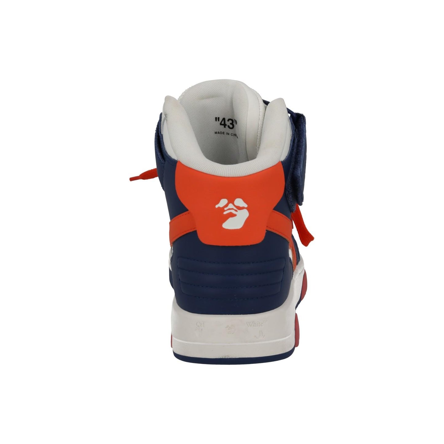 OFF-WHITE Out Of Office Trainers Mid Top Navy Orange Leather IT43 UK9 NEW RRP595