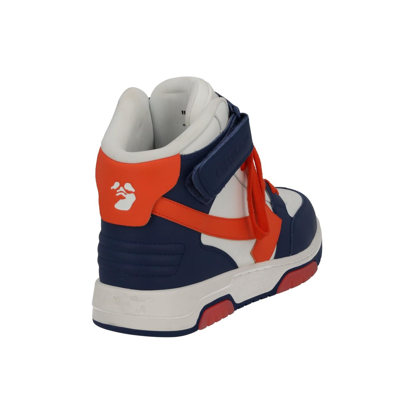 OFF-WHITE Out Of Office Trainers Mid Top Navy Orange Leather IT43 UK9 NEW RRP595