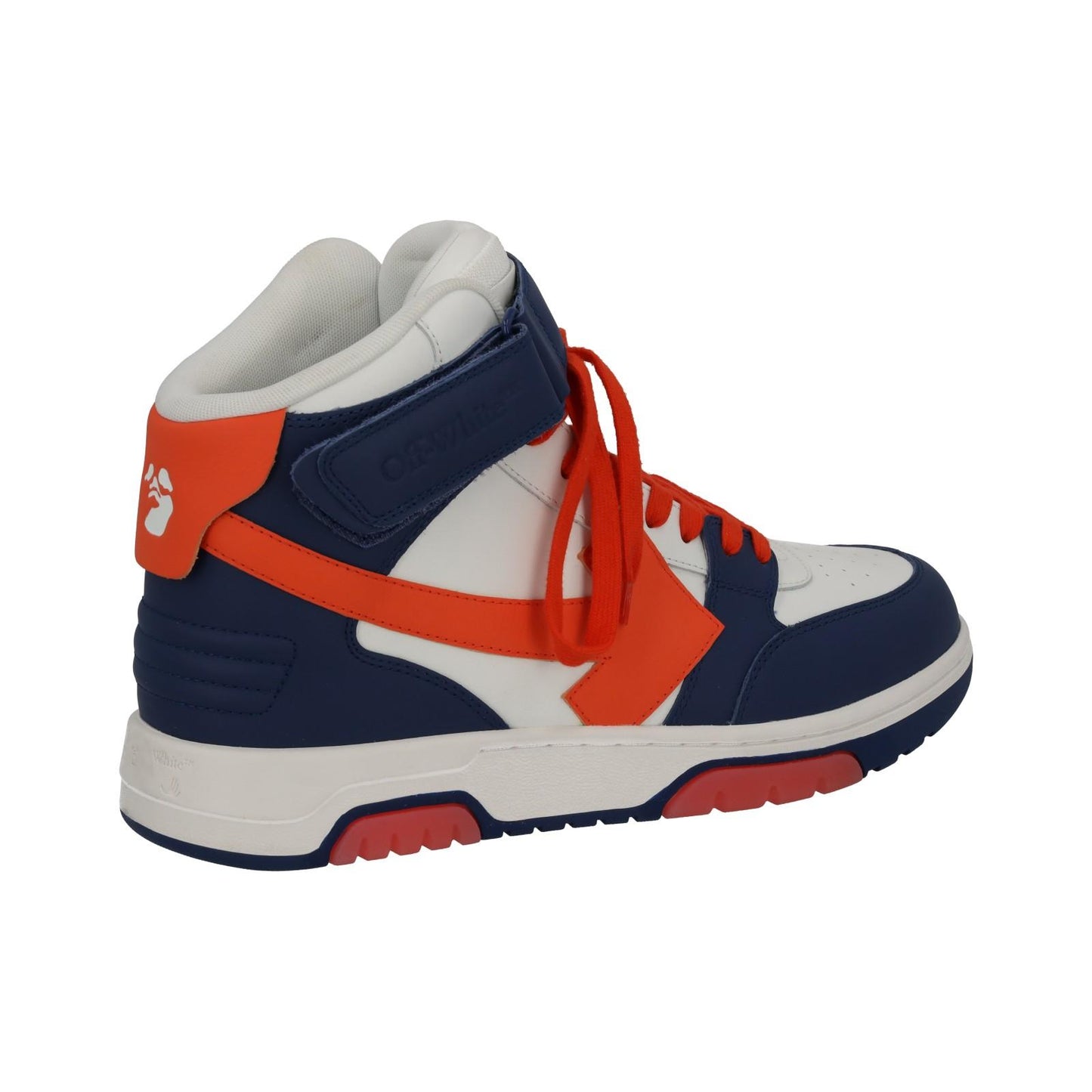 OFF-WHITE Out Of Office Trainers Mid Top Navy Orange Leather IT43 UK9 NEW RRP595