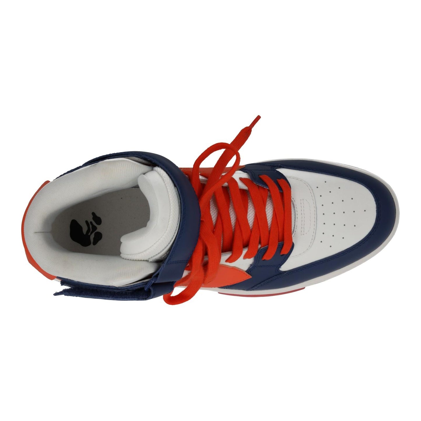 OFF-WHITE Out Of Office Trainers Mid Top Navy Orange Leather IT43 UK9 NEW RRP595