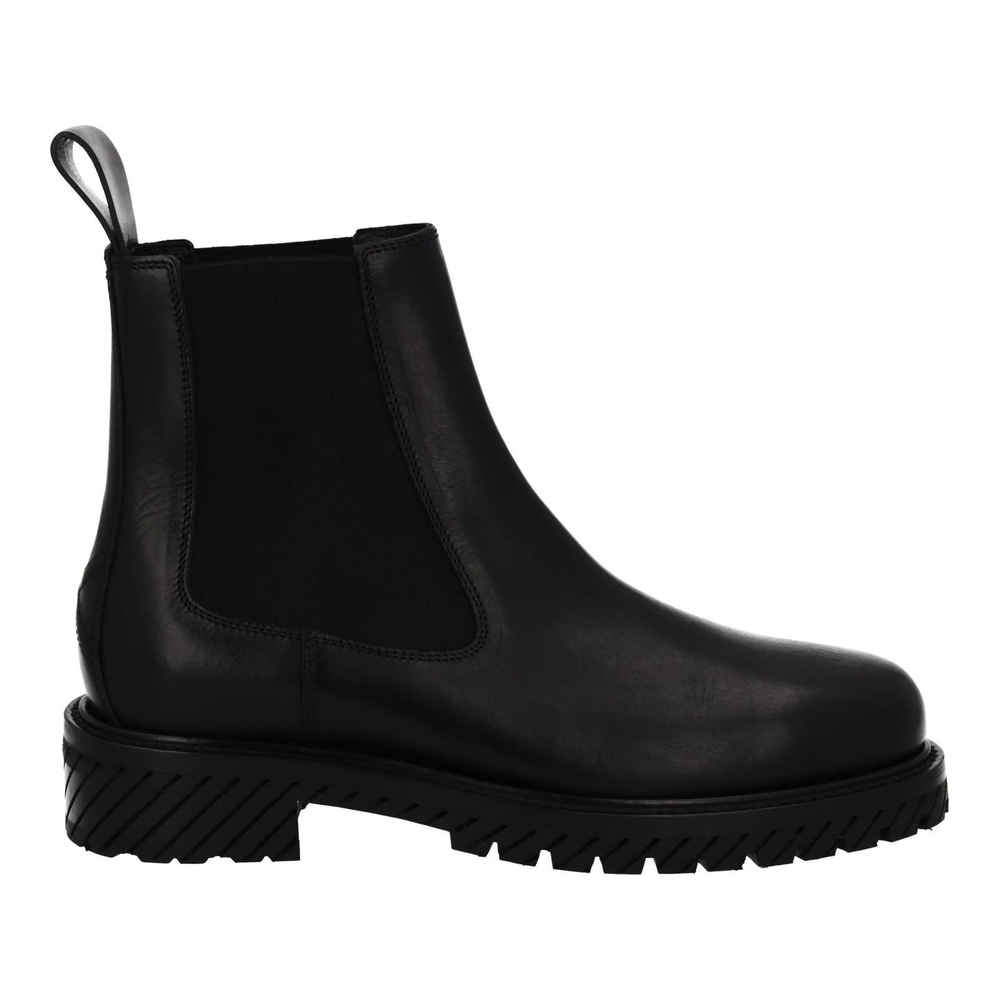 OFF-WHITE Combat Chelsea Boots Pull On Black Leather EU42 UK8 NEW RRP985