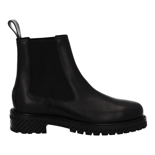 OFF-WHITE Combat Chelsea Boots Pull On Black Leather EU42 UK8 NEW RRP985