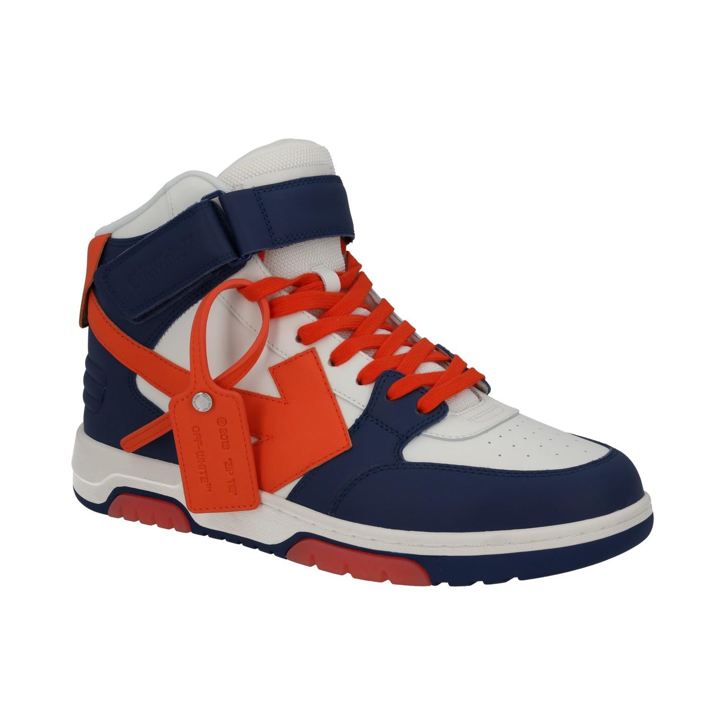 OFF-WHITE Out Of Office Trainers Mid Top Navy Orange Leather UK11 NEW RRP595