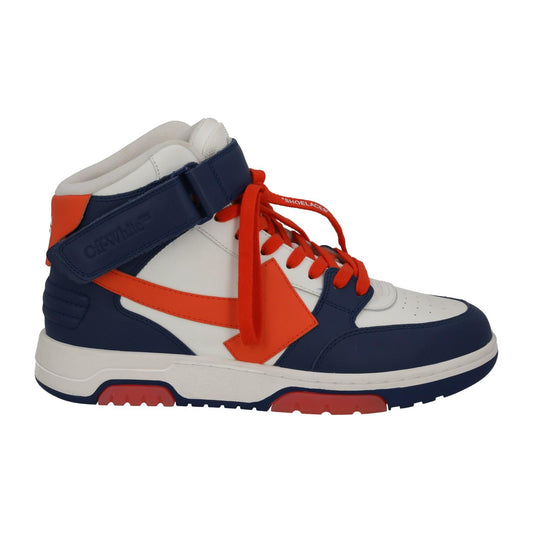 OFF-WHITE Out Of Office Trainers Mid Top Navy Orange Leather UK9 NEW RRP595