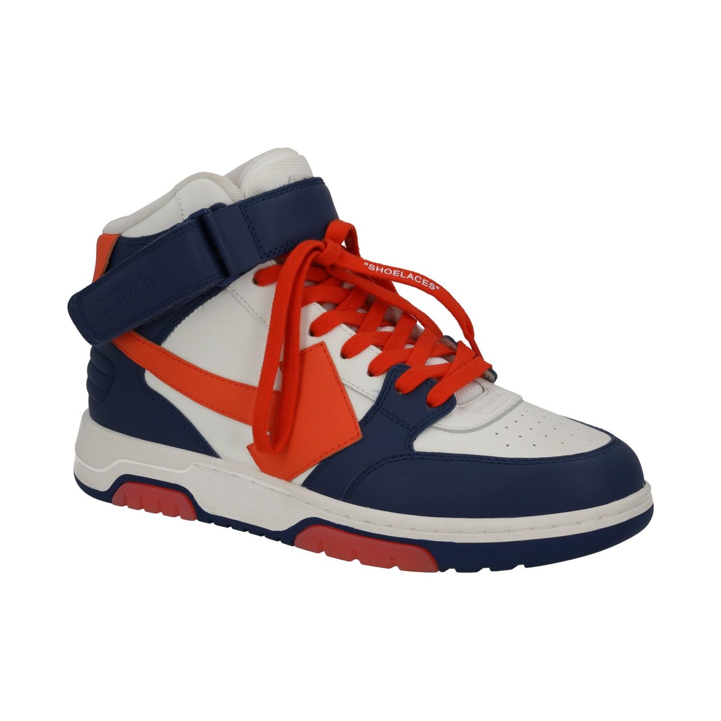 OFF-WHITE Out Of Office Trainers Mid Top Navy Orange Leather UK9 NEW RRP595