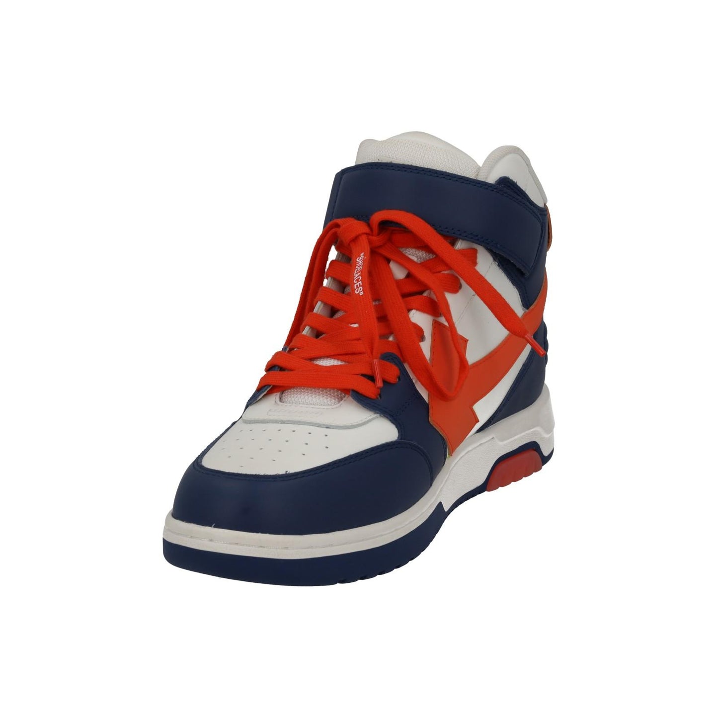 OFF-WHITE Out Of Office Trainers Mid Top Navy Orange Leather UK9 NEW RRP595