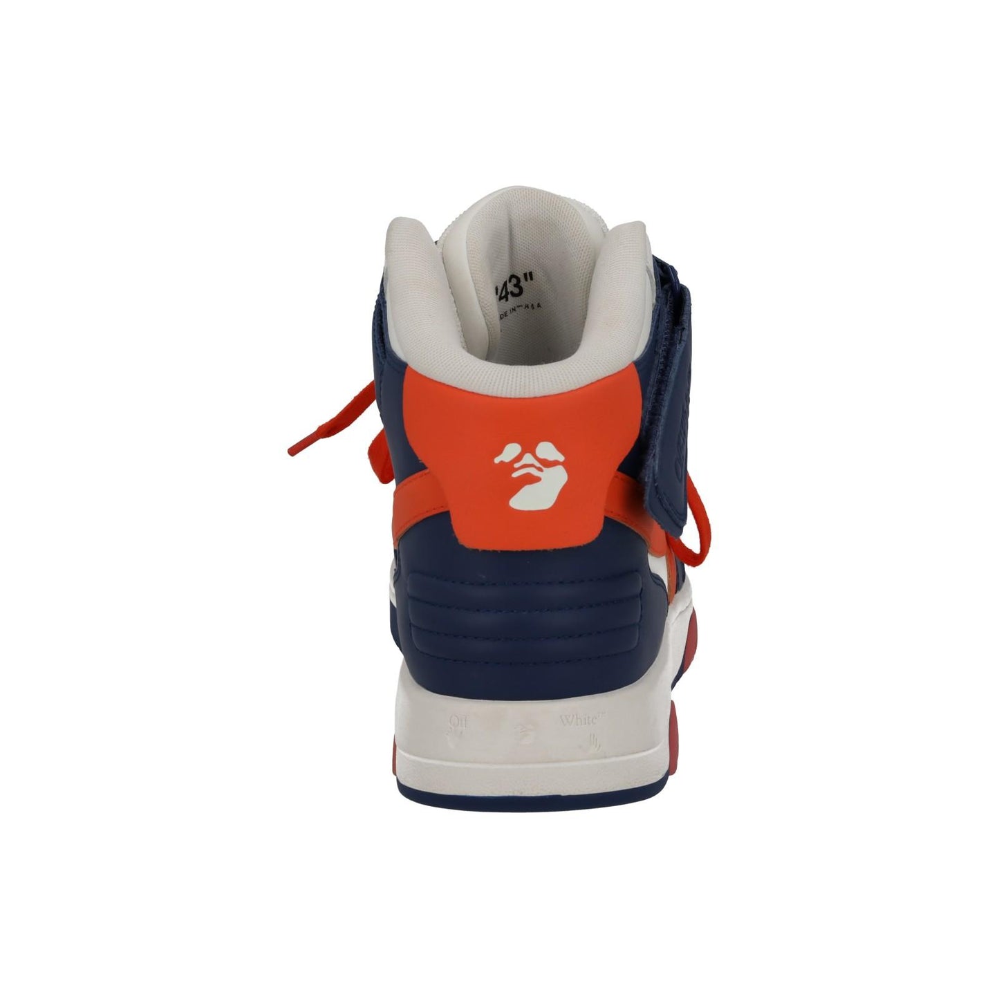 OFF-WHITE Out Of Office Trainers Mid Top Navy Orange Leather UK9 NEW RRP595