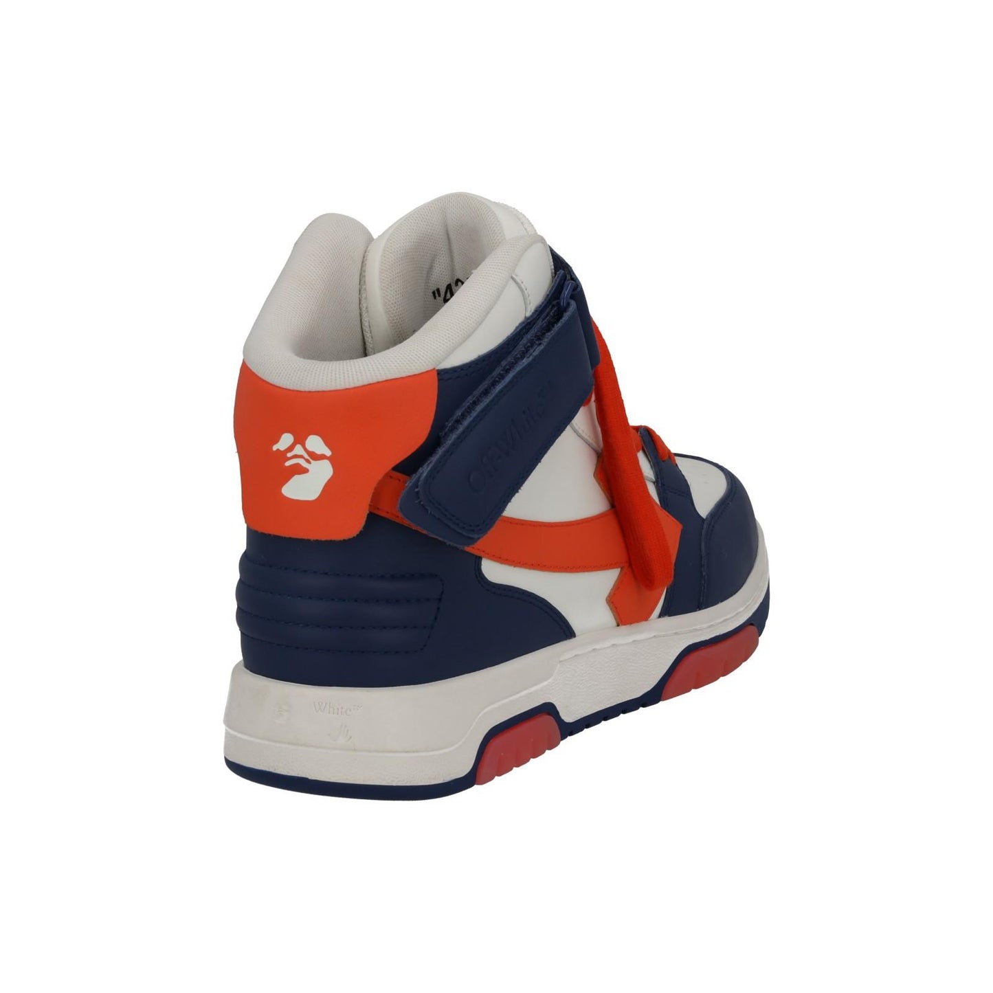 OFF-WHITE Out Of Office Trainers Mid Top Navy Orange Leather UK9 NEW RRP595