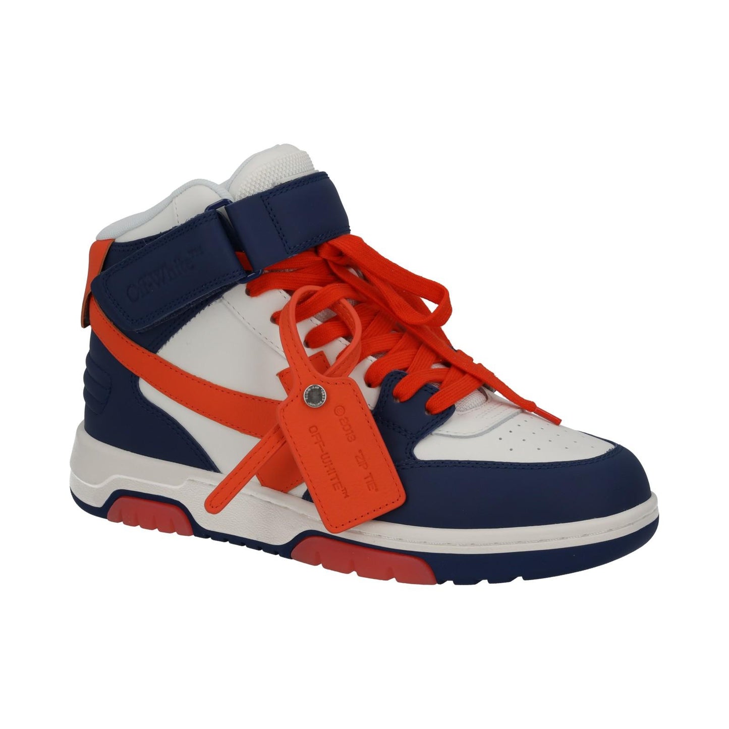 OFF-WHITE Out Of Office Trainers Mid Top Navy Orange Leather UK6 NEW RRP595
