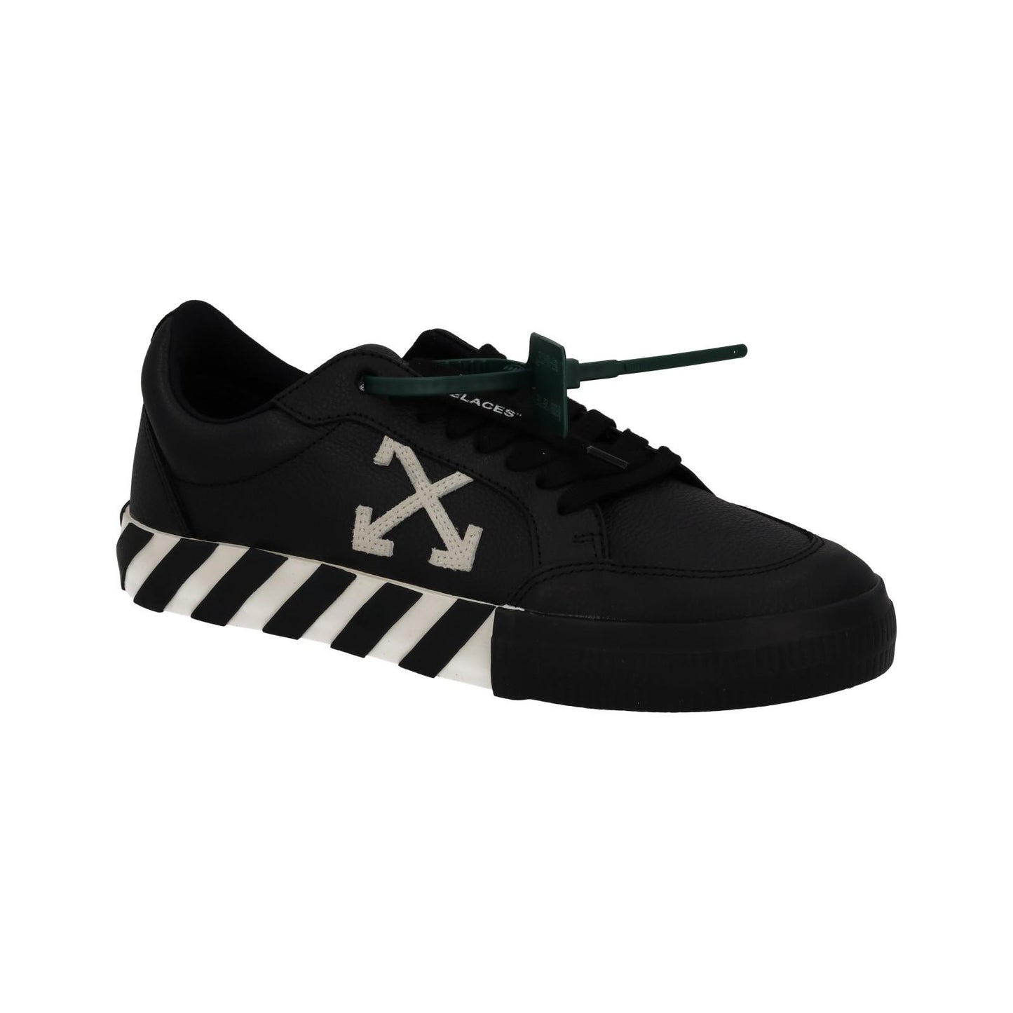 OFF-WHITE Trainers Low Vulcanized Leather Lace Up Black White UK8 NEW RRP365