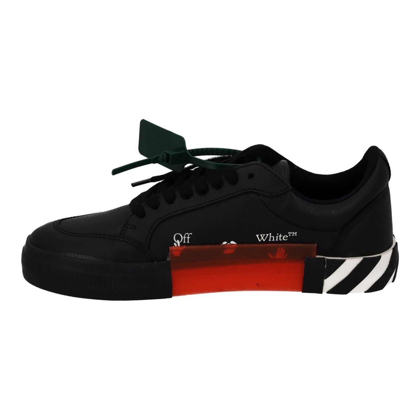 OFF-WHITE Trainers Low Vulcanized Leather Lace Up Black White UK8 NEW RRP365