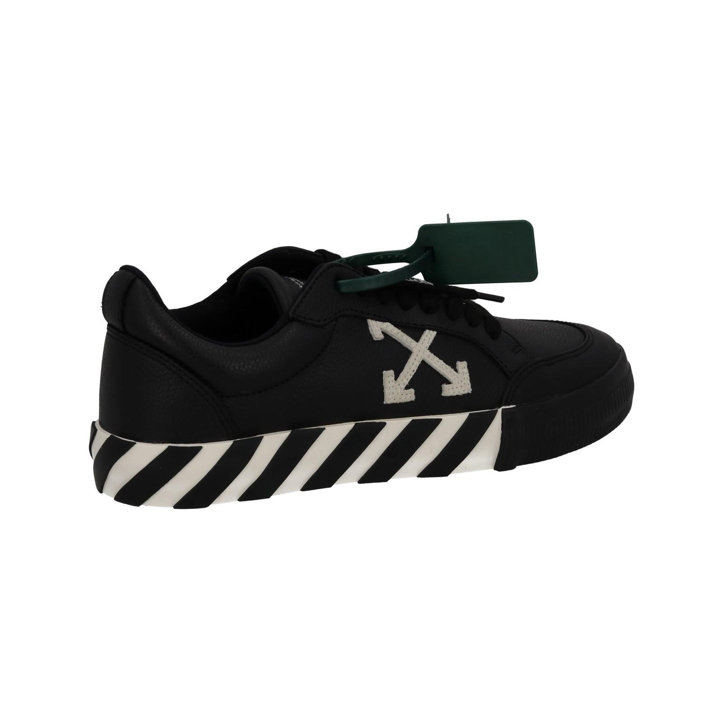OFF-WHITE Trainers Low Vulcanized Leather Lace Up Black White UK8 NEW RRP365