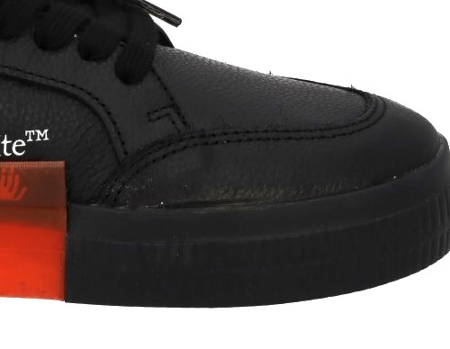 OFF-WHITE Trainers Low Vulcanized Leather Lace Up Black White UK8 NEW RRP365