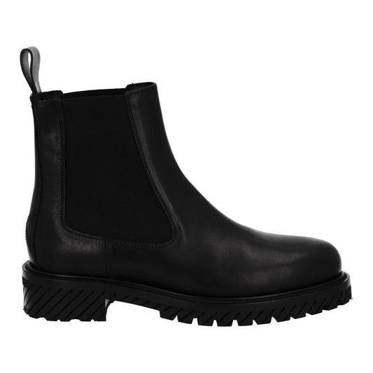 OFF-WHITE Combat Chelsea Boot Black Leather Pull On EU42 UK8 NEW RRP985