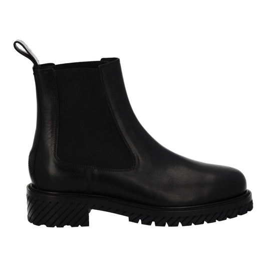 OFF-WHITE Combat Chelsea Boot Black Leather Pull On EU43 UK9 NEW RRP985