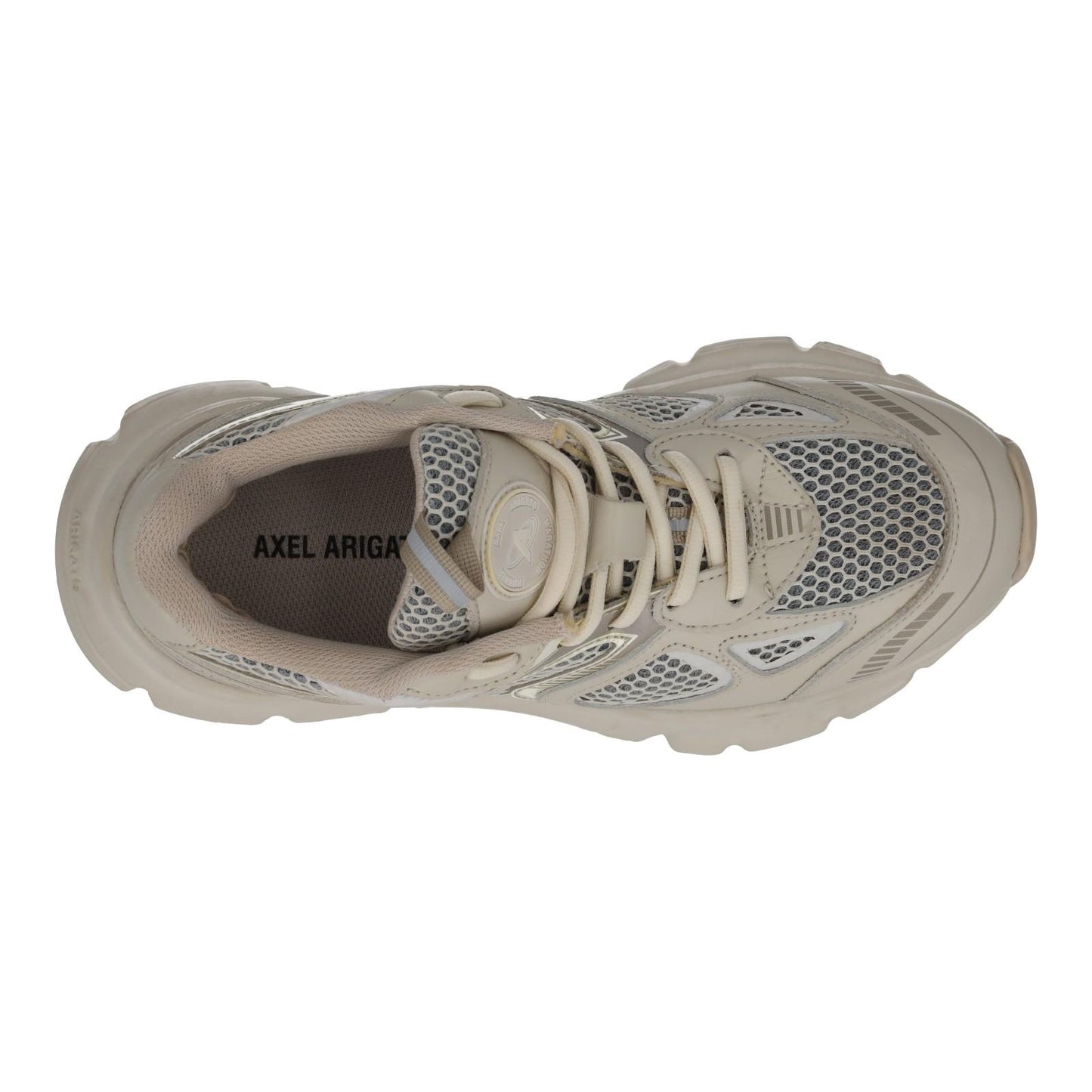 AXEL ARIGATO Marathon Runner Trainers Beige Fabric Leather EU37 UK4 NEW RP300