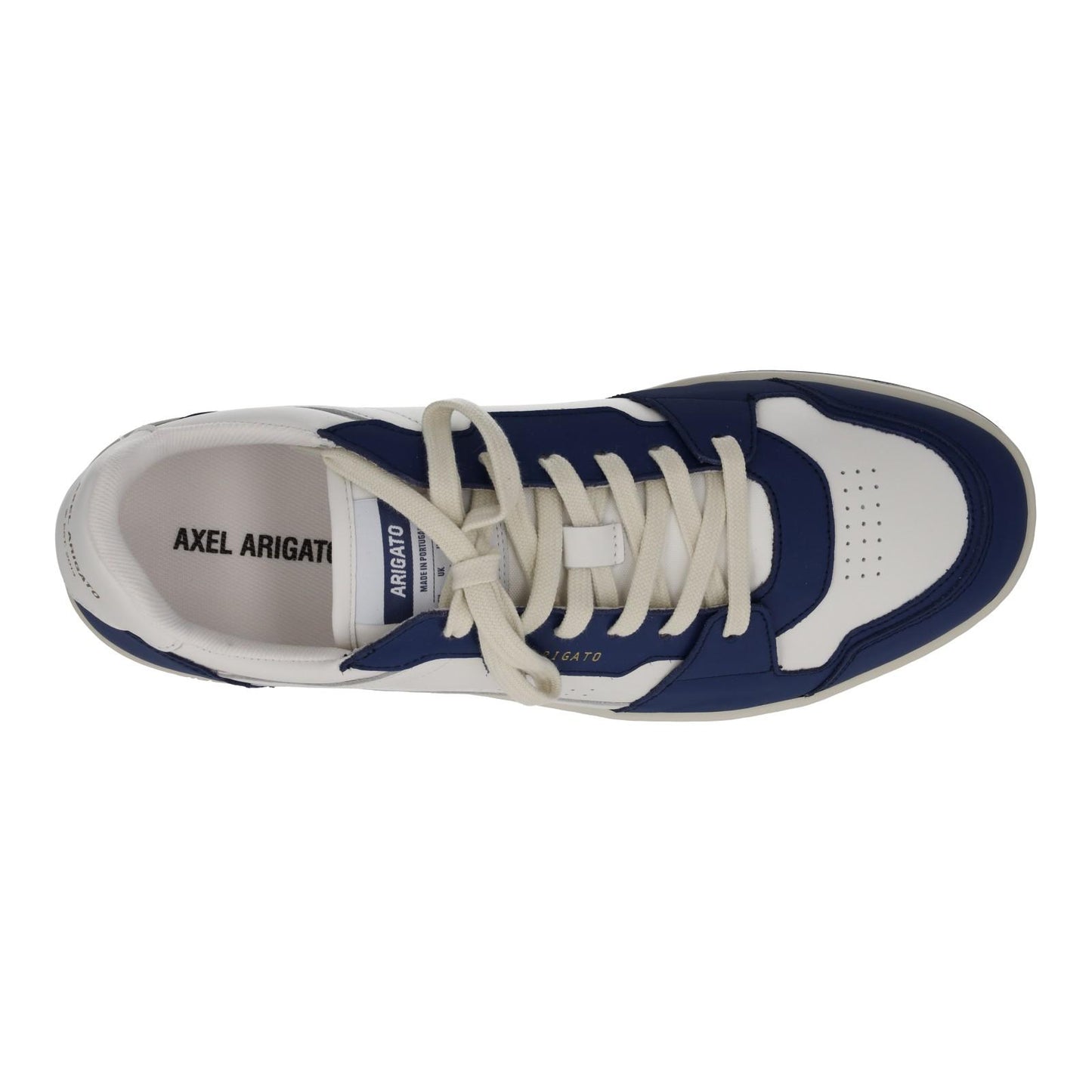 AXEL ARIGATO Men's White & Blue Leather Dice Lo Trainers Size UK10 RRP215 NEW