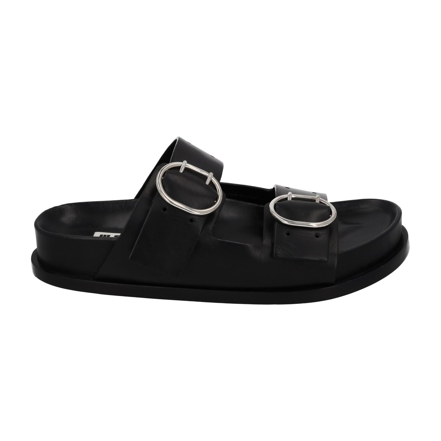 JIL SANDER Sandals Buckle Fussbet Slides Black Leather EU39 UK6 NEW RRP710