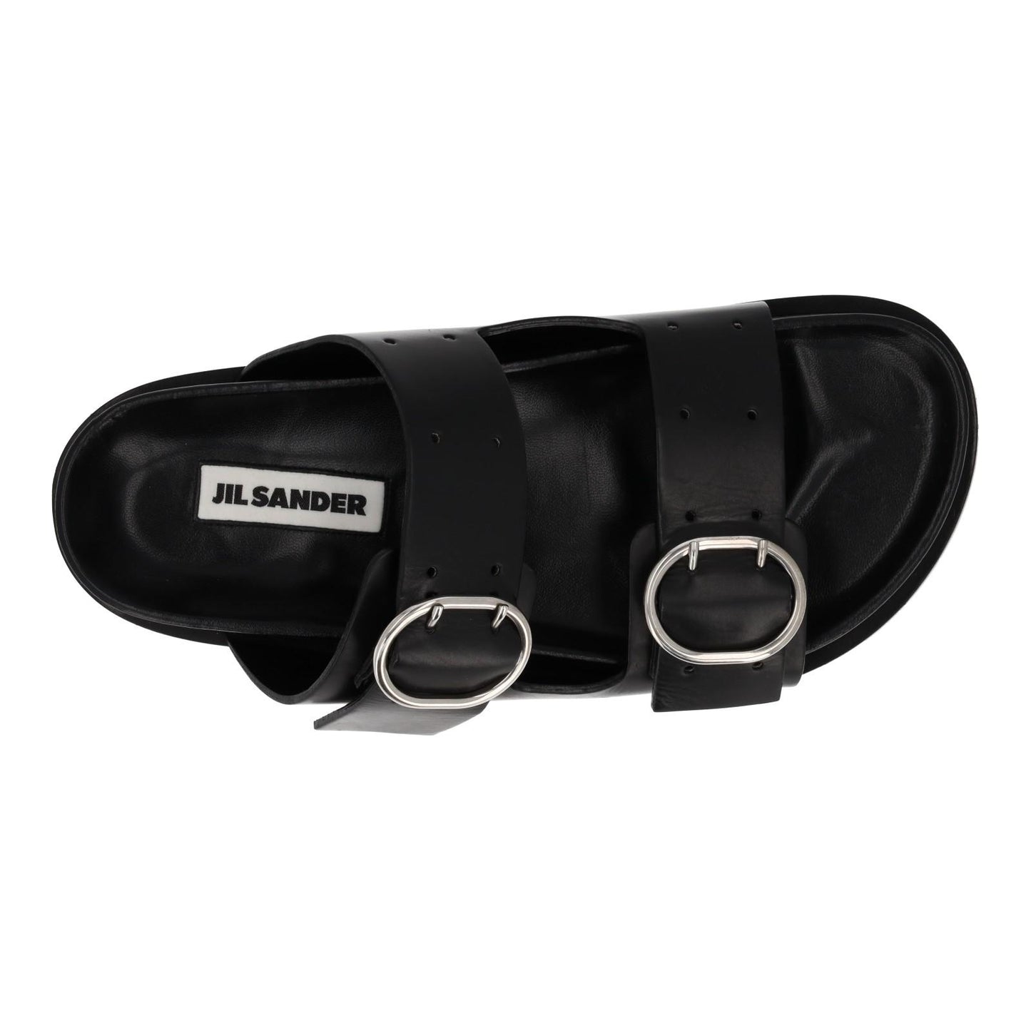 JIL SANDER Sandals Buckle Fussbet Slides Black Leather EU39 UK6 NEW RRP710