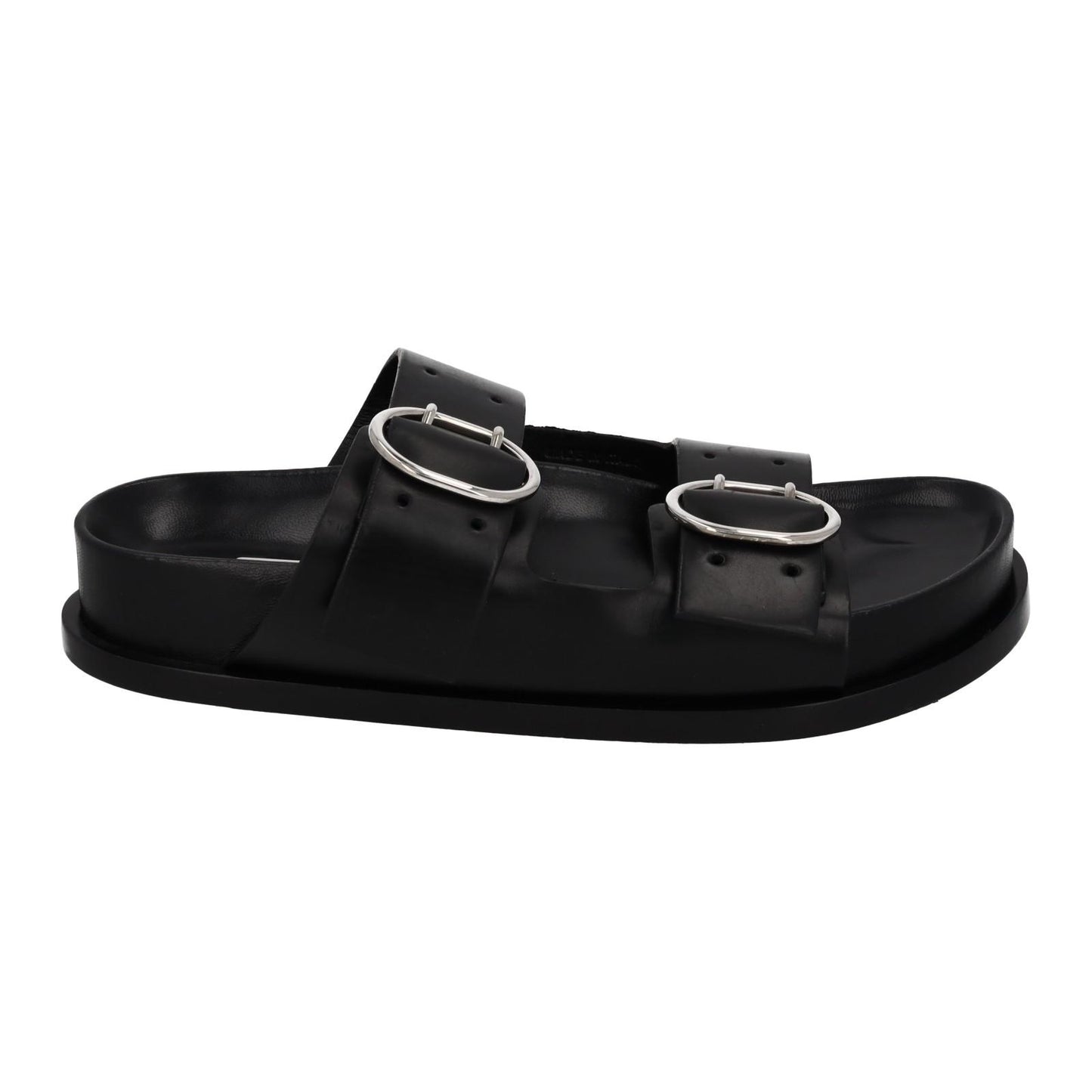 JIL SANDER Sandals Buckle Fussbet Slides Mule Black Leather  EU38 UK5 NEW RRP710
