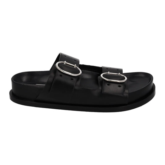 JIL SANDER Sandals Buckle Fussbet Slides Mule Black Leather  EU38 UK5 NEW RRP710