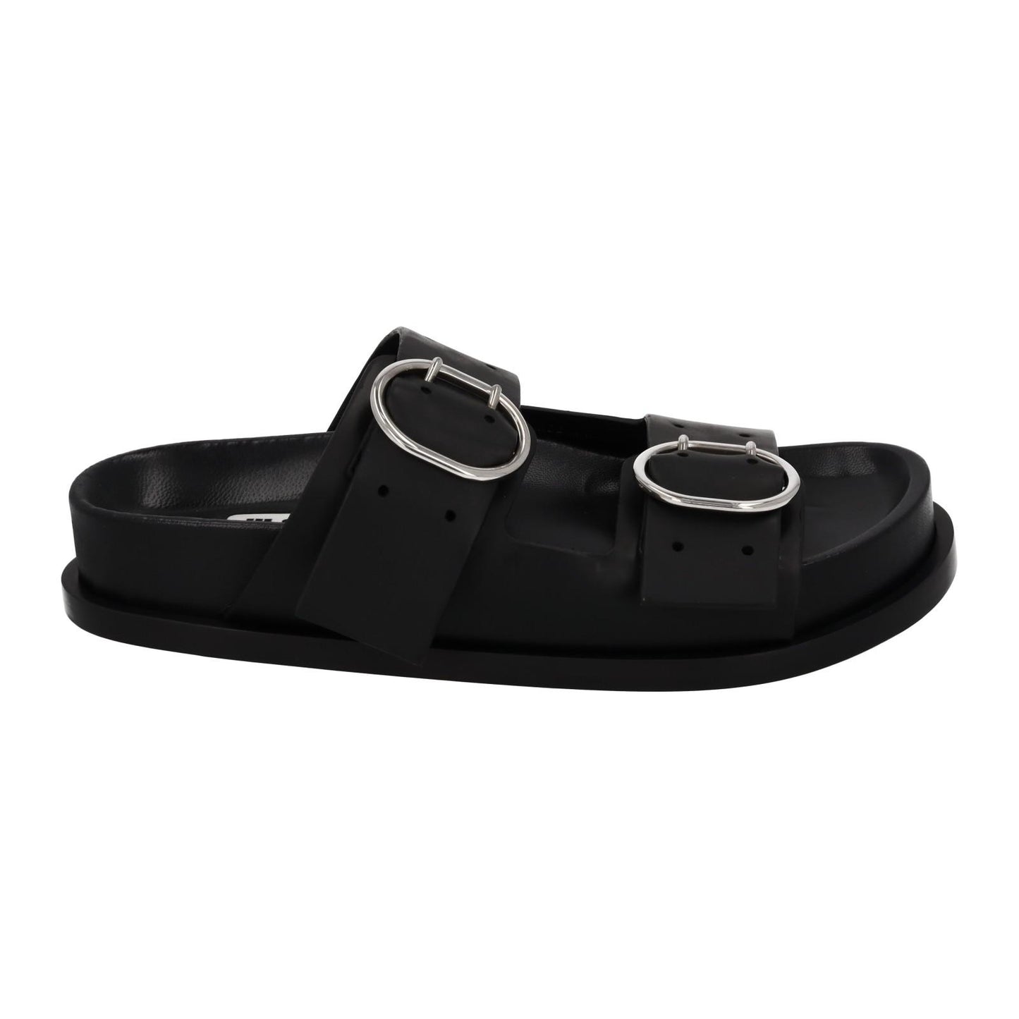 JIL SANDER Sandals Buckle Fussbet Slides Mule Black Leather EU37 UK4 NEW RRP710