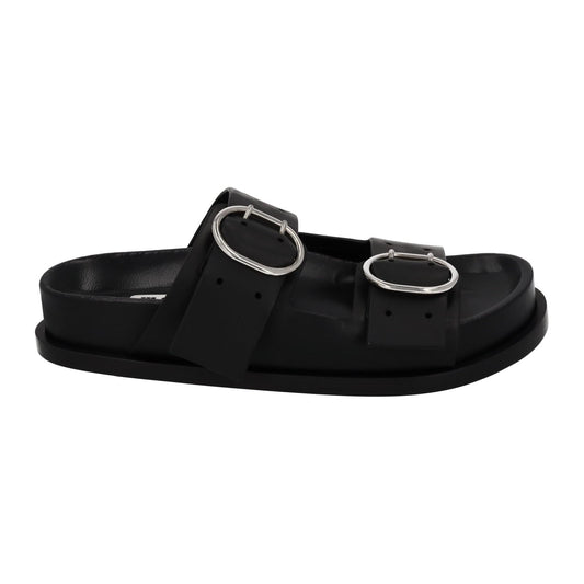 JIL SANDER Sandals Buckle Fussbet Slides Mule Black Leather EU37 UK4 NEW RRP710